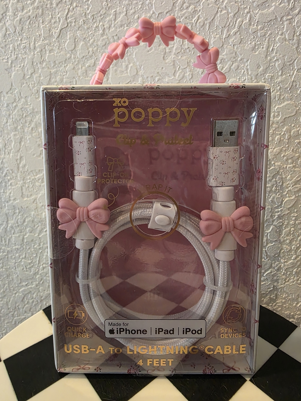 NWT XO Poppy USB-A To Lightning Cable